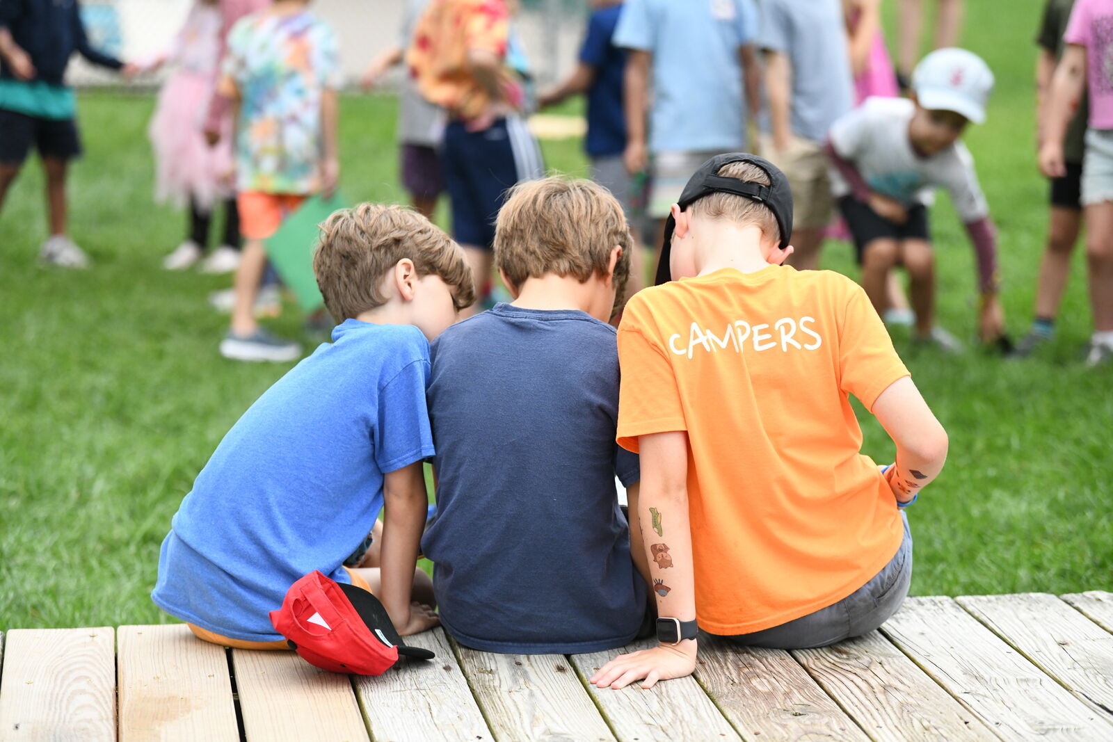 Branches campers on an outdoor nature exploration